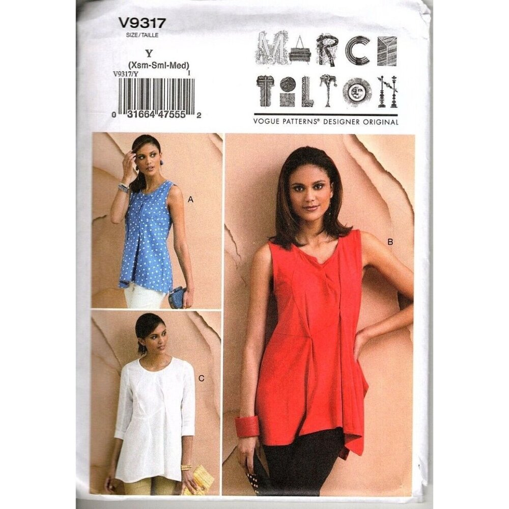 Vogue V9317 Misses XS to M Marcy Tilton Knit Pullover Top UNCUT Sewing Pattern